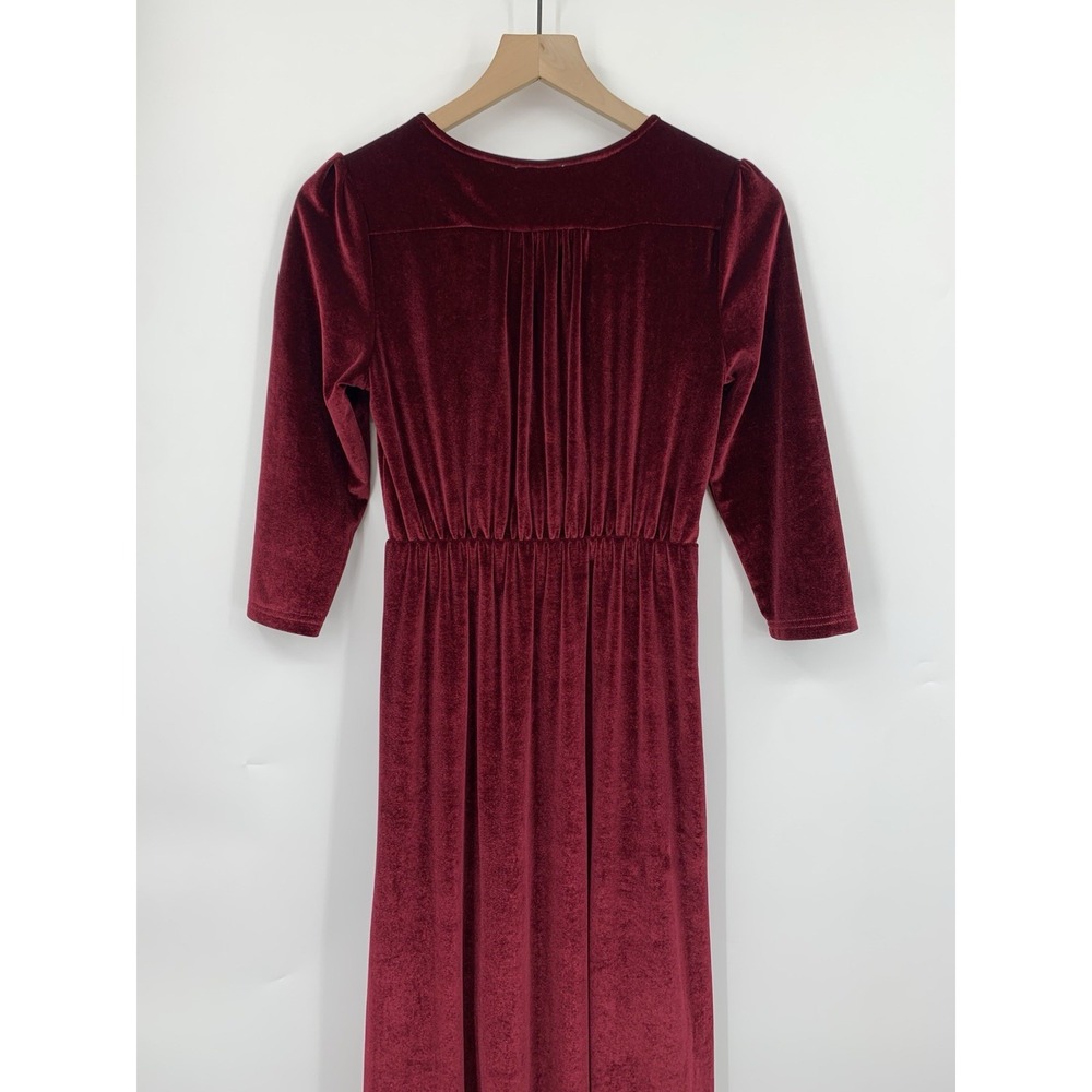 Baltic Born Dress Women Small Red Garnet Velvet Velour Maxi Romantic Evening NEW - Picture 4 of 10